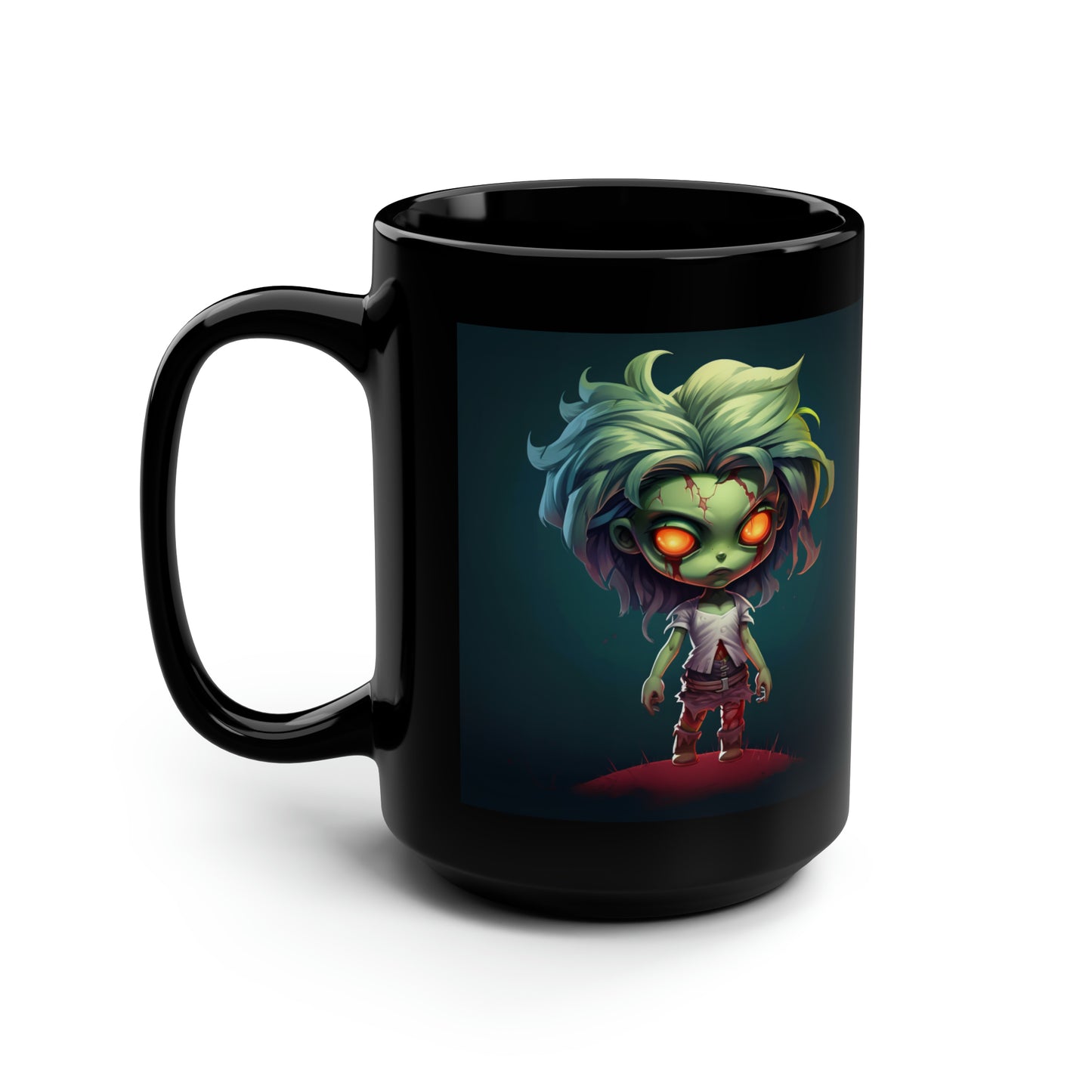 Chibi Zombie Girl - Black Mug, 15oz