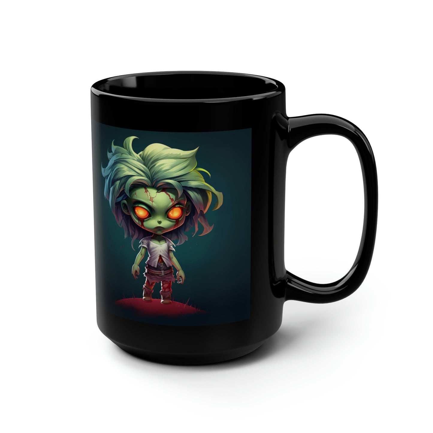 Chibi Zombie Girl - Black Mug, 15oz