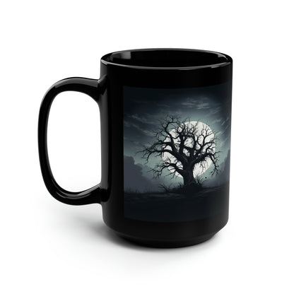 Serene Spooky Tree - Black Mug, 15oz