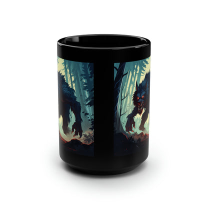 Werewolf in the Woods - Black Mug, 15oz