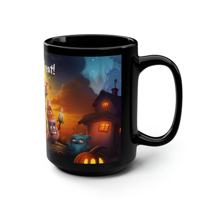 Candy Corn Family (Closeup) - Black Mug, 15oz