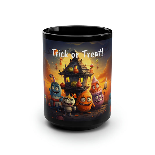 Candy Corn Family (Closeup) - Black Mug, 15oz