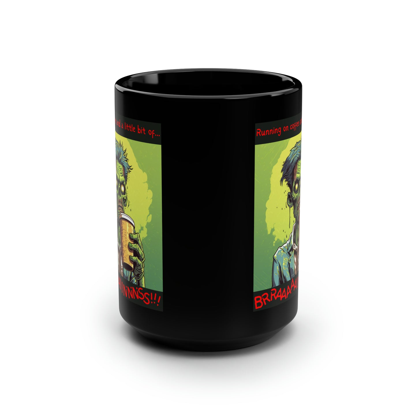 Zombie Coffee Brains - Black Mug, 15oz