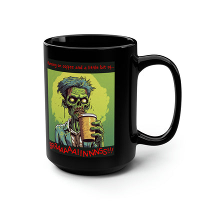 Zombie Coffee Brains - Black Mug, 15oz