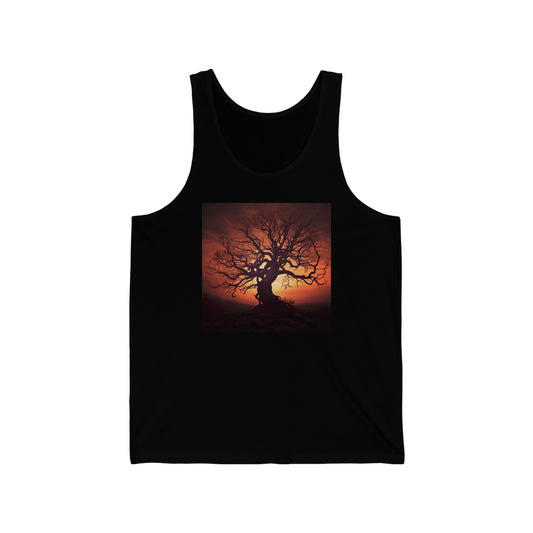 Spooky Tree Sunset - Unisex Jersey Tank