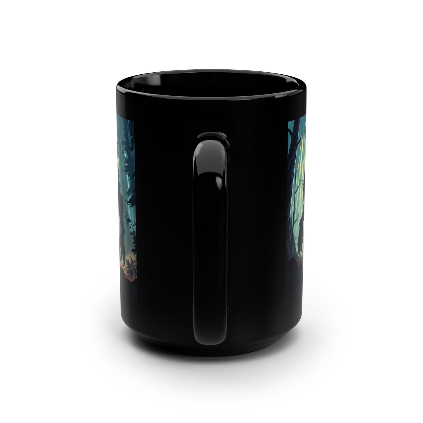 Werewolf in the Woods - Black Mug, 15oz