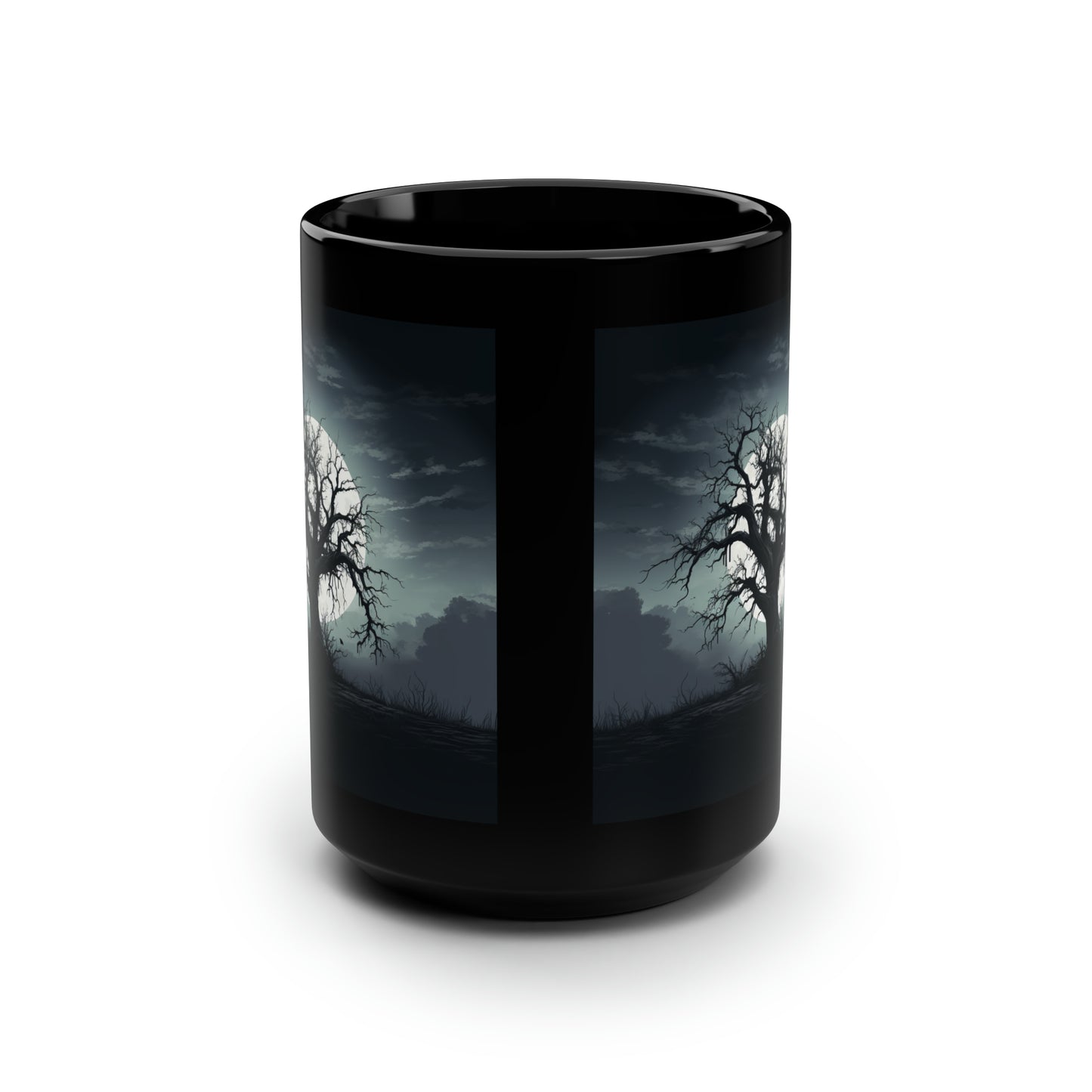 Serene Spooky Tree - Black Mug, 15oz