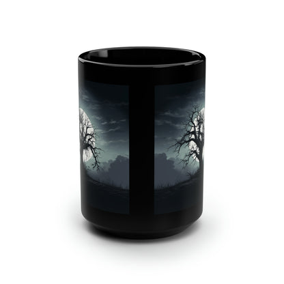 Serene Spooky Tree - Black Mug, 15oz