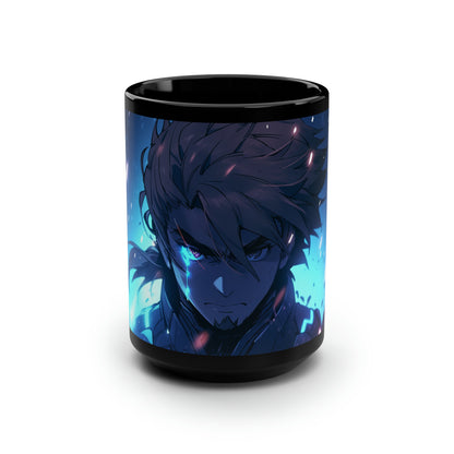 Azure Hero (Closeup) - Black Mug, 15oz