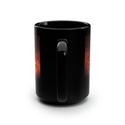 Spooky Tree Sunset - Black Mug, 15oz